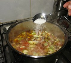 Step 3: Add the diced marrow to the saucepan and make sure that the added water more than covers t…